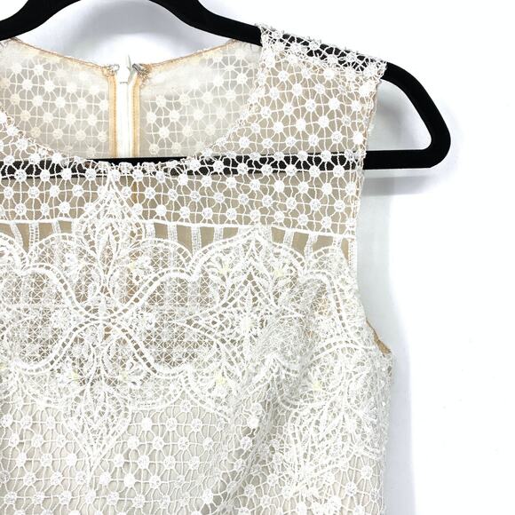 Marchesa Notte Dress Women's Sz 4 Netted Sequin Crochet Lace Mini Cocktail White - Picture 4 of 8